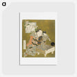 アートポストカード-Hokusai's Puppet on Go Game Board - 葛飾 北斎 Postcard.
