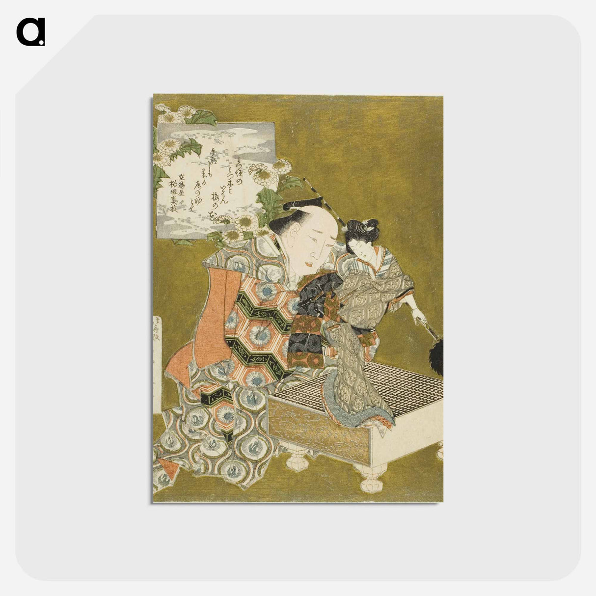 アートポストカード-Hokusai's Puppet on Go Game Board - 葛飾 北斎 Postcard.