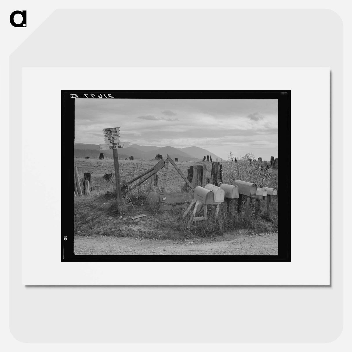 Crossroads off the highway in cut-over area. Boundary County, Idaho. General caption 49. - Dorothea Lange Poster.