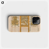 Kalenderbladen van juli, oktober en september, met korenschoven, zwanen en konijnen - Theo van Hoytema Phone Case.