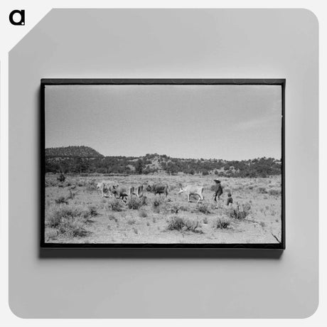 アートパネル-Mrs. Caudill and Daughter Driving in the Cows, Pie Town, New Mexico
 - ラッセル リー Canvas.