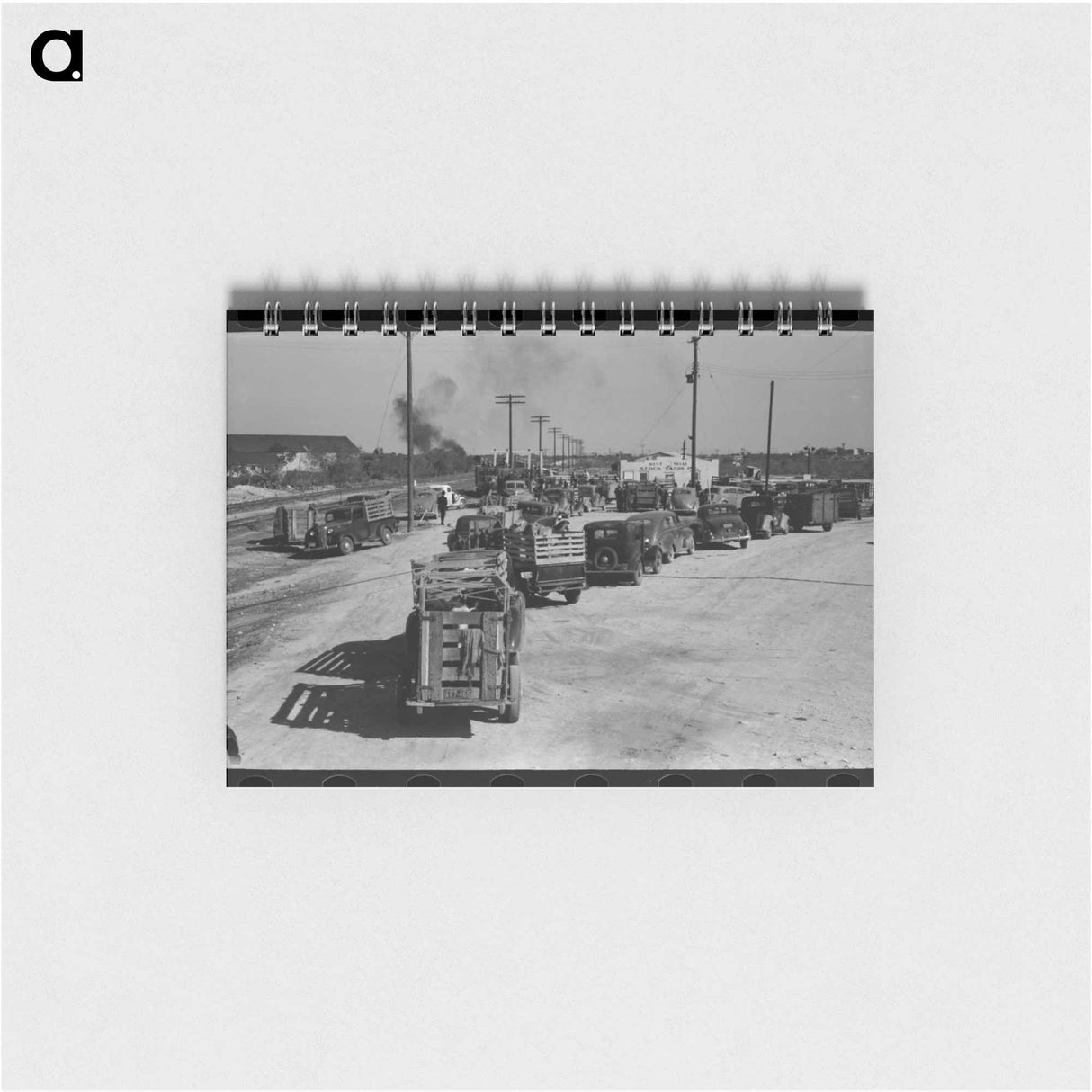 アートメモ帳-Lineup of Trucks Waiting to Be Unloaded at Stockyard, San Angelo, Texas
 - ラッセル リー Memo.