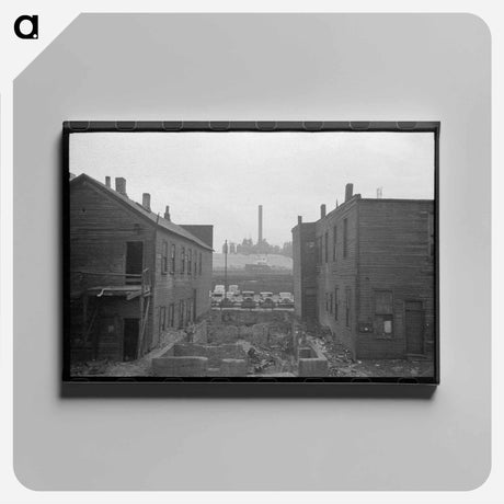 アートパネル-Condemned Houses, Chicago, with Steel Mills
 - ラッセル リー Canvas.