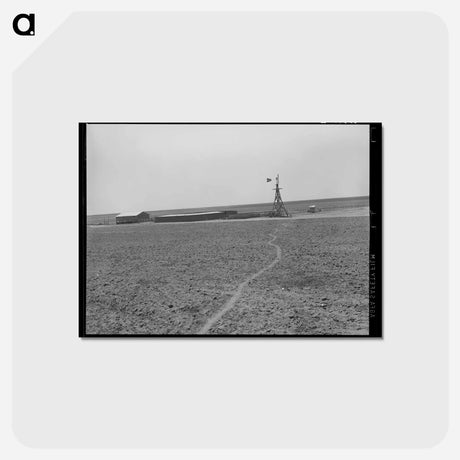 アートポストカード-Texas Farm with Windmill, Hog Pen, and Shed
 - ラッセル リー Postcard.