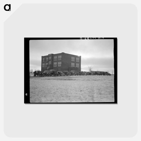 アートポストカード-School Buses at Lake Center Consolidated School
 - ラッセル リー Postcard.