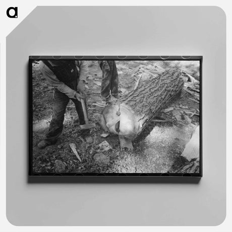 アートパネル-Log Splitting, Pie Town, New Mexico
 - ラッセル リー Canvas.