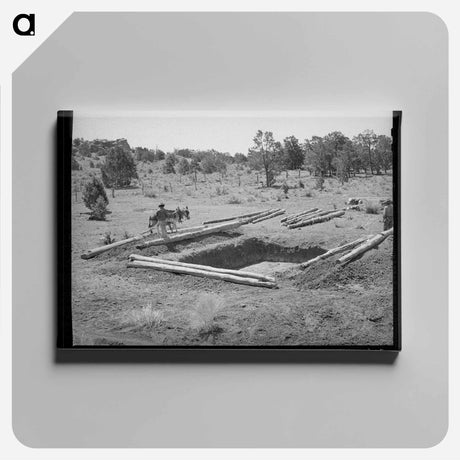 アートパネル-Faro Caudill and Neighbor Building Dugout, Pie Town, New Mexico
 - ラッセル リー Canvas.