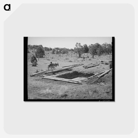 アートポストカード-Faro Caudill and Neighbor Building Dugout, Pie Town, New Mexico
 - ラッセル リー Postcard.