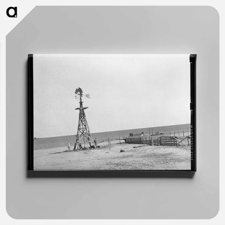 アートパネル-Windmill and Watering Trough Near Ralls, Texas
 - ラッセル リー Canvas.