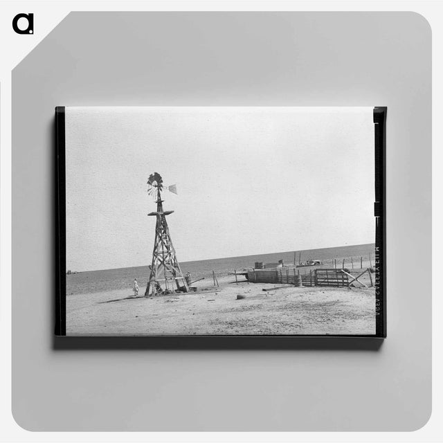 アートパネル-Windmill and Watering Trough Near Ralls, Texas
 - ラッセル リー Canvas.