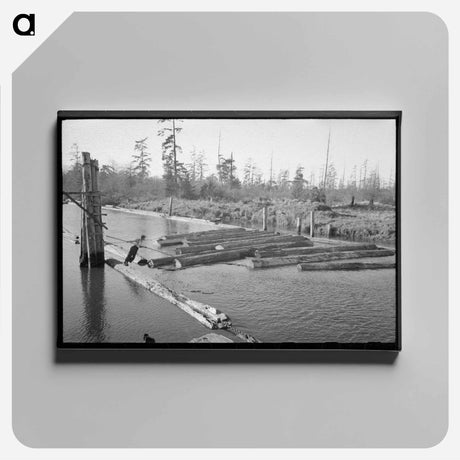 アートパネル-Lumberjack Forming Log Raft at Tillamook, Oregon
 - ラッセル リー Canvas.