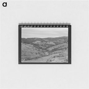 アートメモ帳-Untitled photo, possibly related to: Upper end of Squaw Creek Valley near the mill, showing part of the timber resources. Ola self-help sawmill co-op. Gem County, Idaho. General caption 48 - ドロテア ラング Memo.