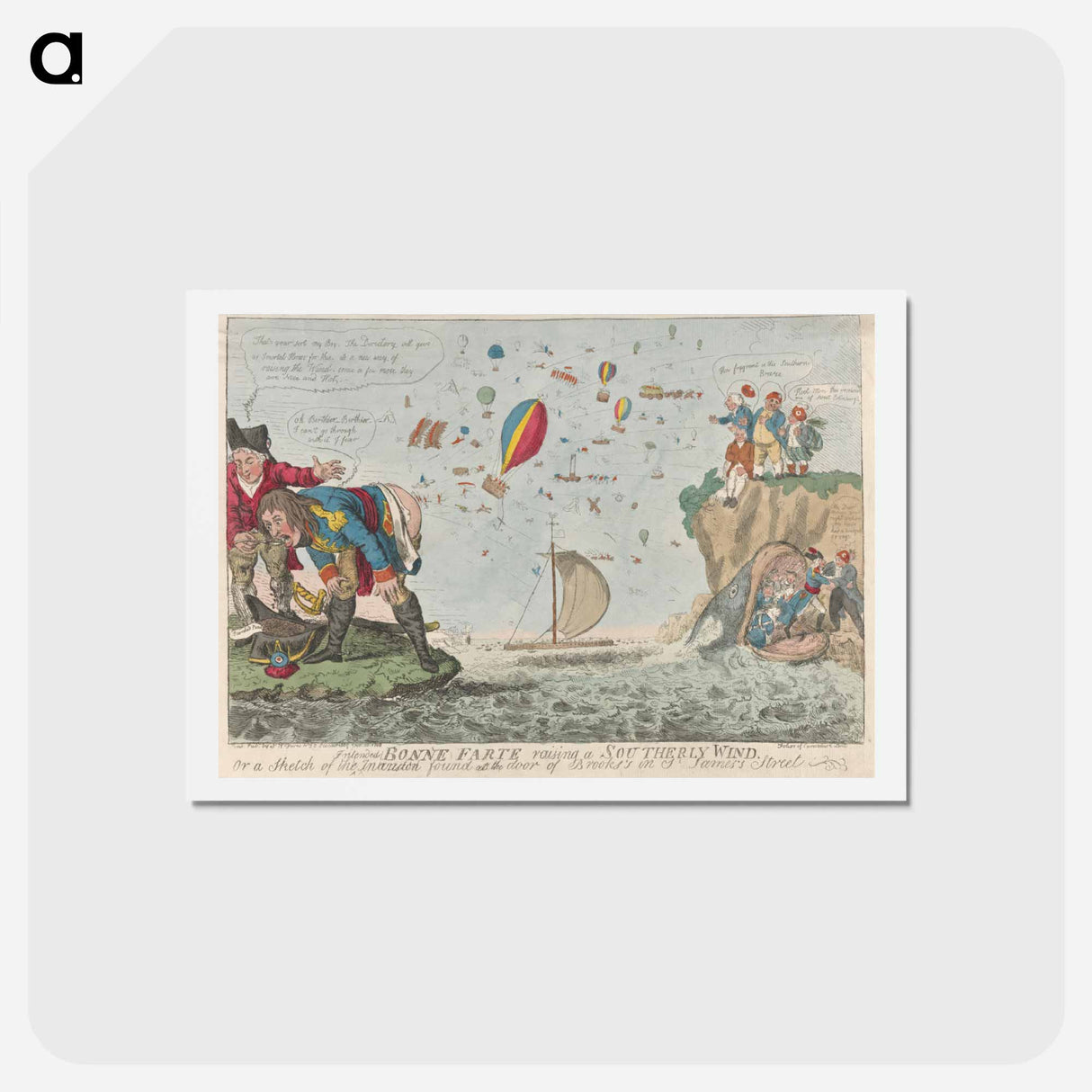 アートポストカード-Bonne Farte Raising a Southerly Wind, or a Sketch of the Inteded Invasion Found at the Door of Brooks's in St. James's Street
 - イェール大学アートギャラリー Postcard.