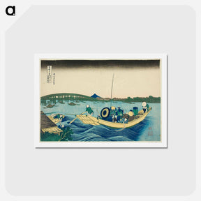 アートポストカード-Viewing Sunset over the Ryogoku Bridge from the Onmaya Embankment - 葛飾 北斎 Postcard.