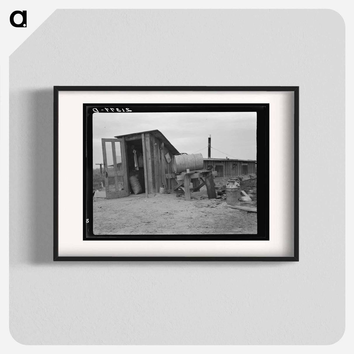 Untitled photo, possibly related to: Mr. and Mrs. Wardlow at entrance to their dugout basement home. Dead Ox Flat, Malheur County, Oregon - Dorothea Lange Poster.