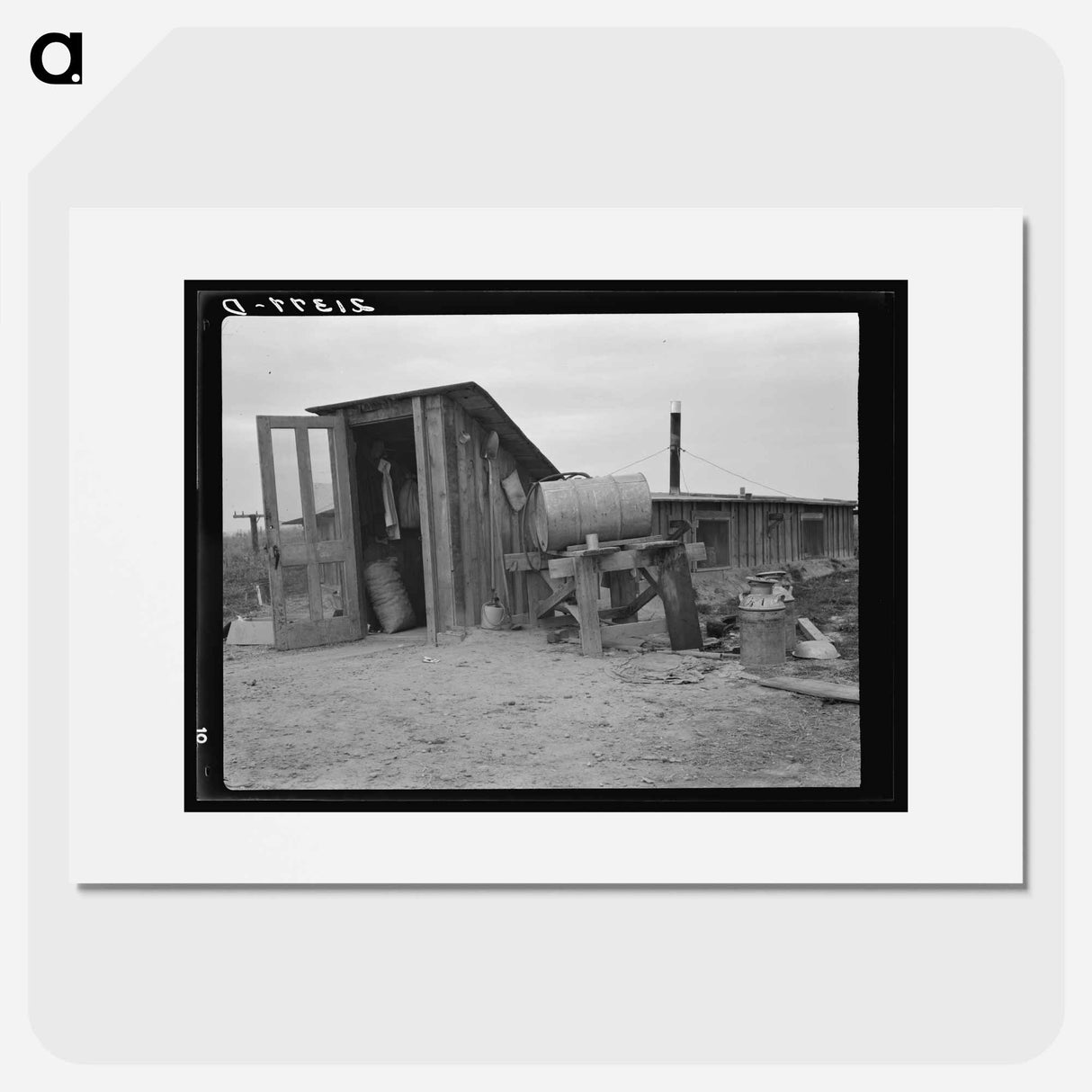 Untitled photo, possibly related to: Mr. and Mrs. Wardlow at entrance to their dugout basement home. Dead Ox Flat, Malheur County, Oregon - ドロテア ラング Poster.