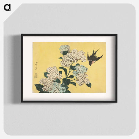 アートポスター-Hydrangea and Swallow - 葛飾 北斎 Poster.
