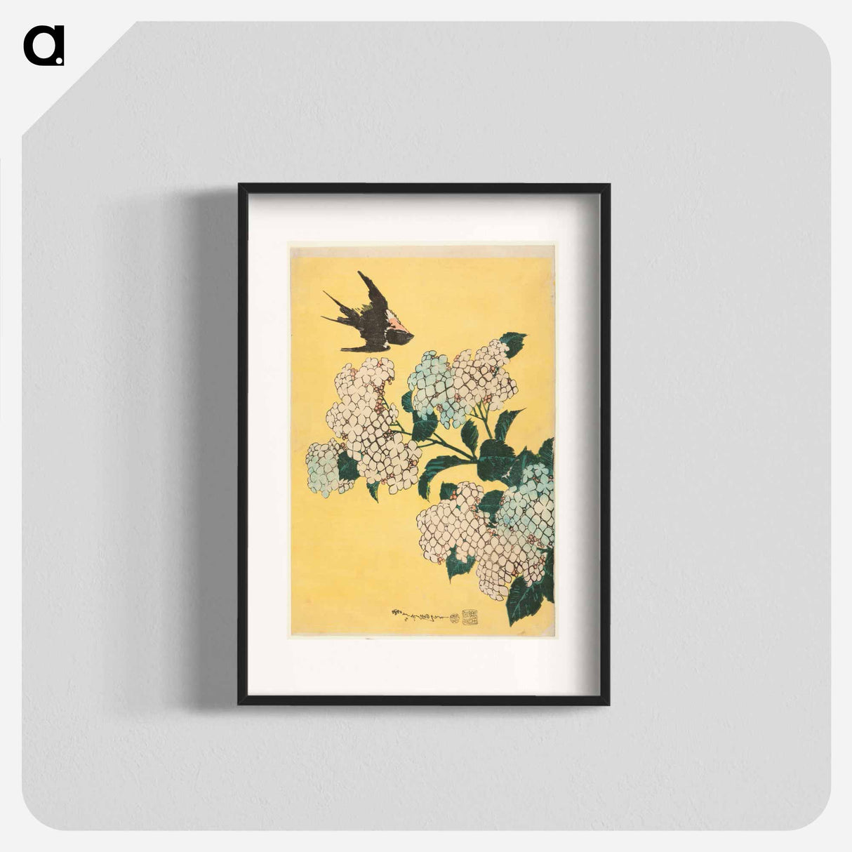 Hydrangea and Swallow - 葛飾 北斎 Poster.