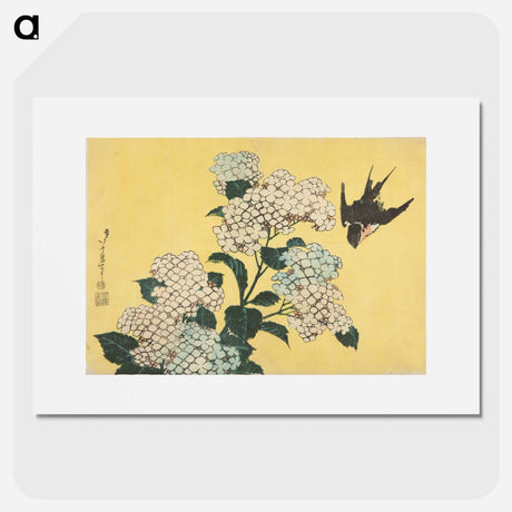 アートポスター-Hydrangea and Swallow - 葛飾 北斎 Poster.