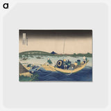 アートポストカード-Fuji from Ommayagashi with Twilight over Ryogoku Bridge - 葛飾 北斎 Postcard.