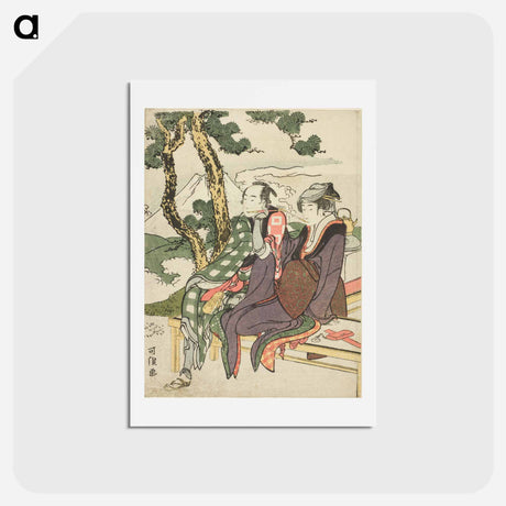 アートポストカード-Evening Glow for Date no Yosaku and Seki no Koman - 葛飾 北斎 Postcard.
