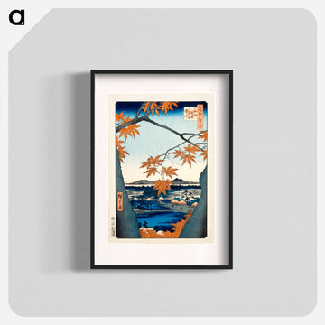 Maple Trees at Mama, Tekona Shrine and Linked Bridge
 - 歌川 広重 Poster.