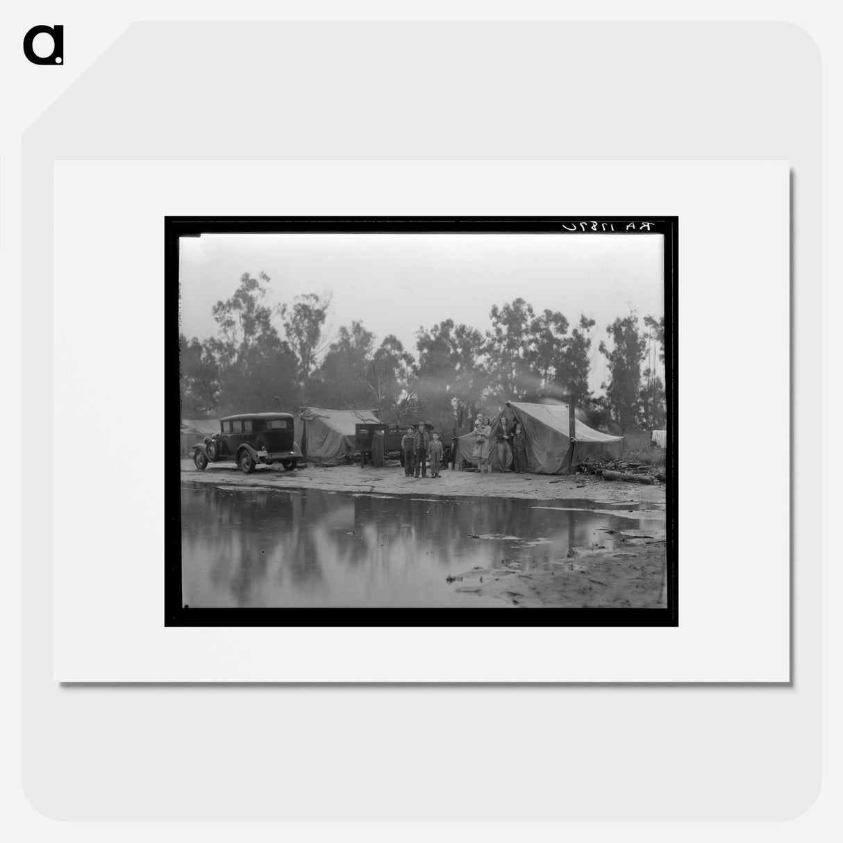 Migrant pea pickers camp in the rain. California. - ドロテア ラング Poster.