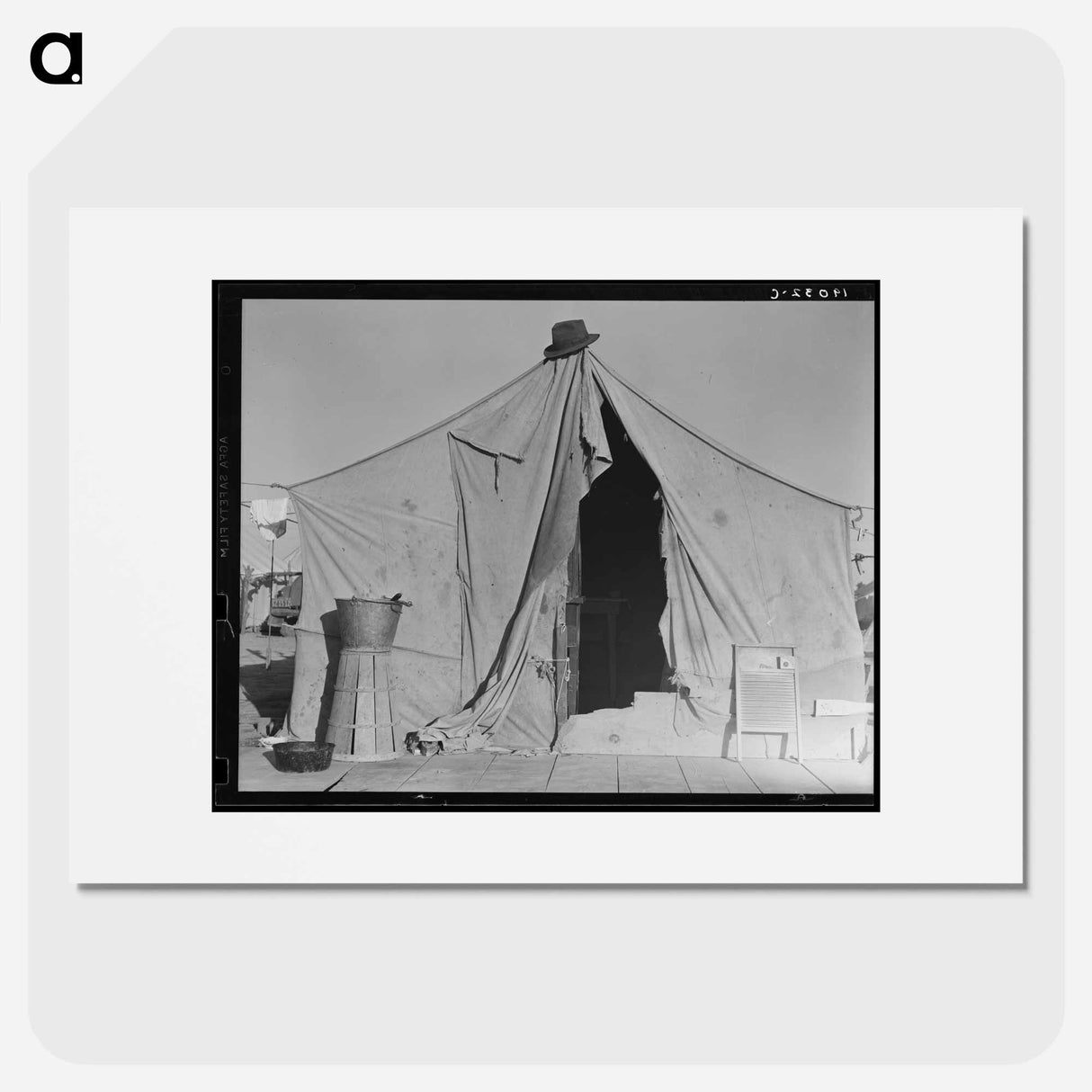 Untitled photo, possibly related to: One of a row of tents, home of a pea picker. Near Calipatria, Imperial Valley, California - Dorothea Lange Poster.