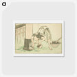 アートポストカード-Craftsman working on Temple - 葛飾 北斎 Postcard.
