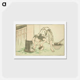 アートポストカード-Craftsman working on Temple - 葛飾 北斎 Postcard.