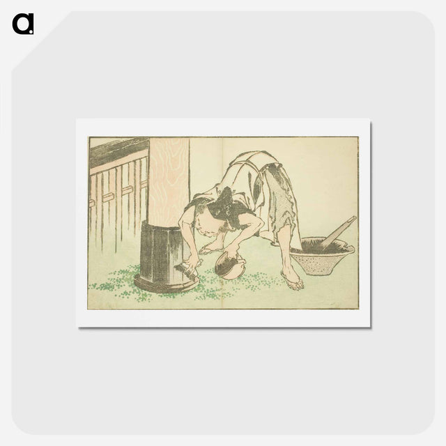 アートポストカード-Craftsman working on Temple - 葛飾 北斎 Postcard.