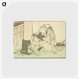 アートポストカード-Craftsman working on Temple - 葛飾 北斎 Postcard.