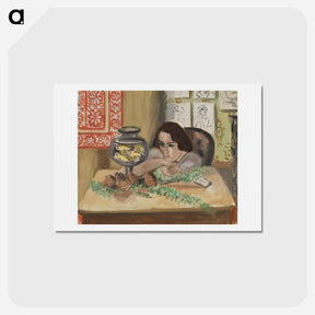 アートポストカード-Young Woman Before An Aquarium - アンリ マティス Postcard.