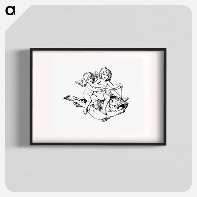 アートポスター-Babies Riding on a Fish
 - 大英図書館 Poster.