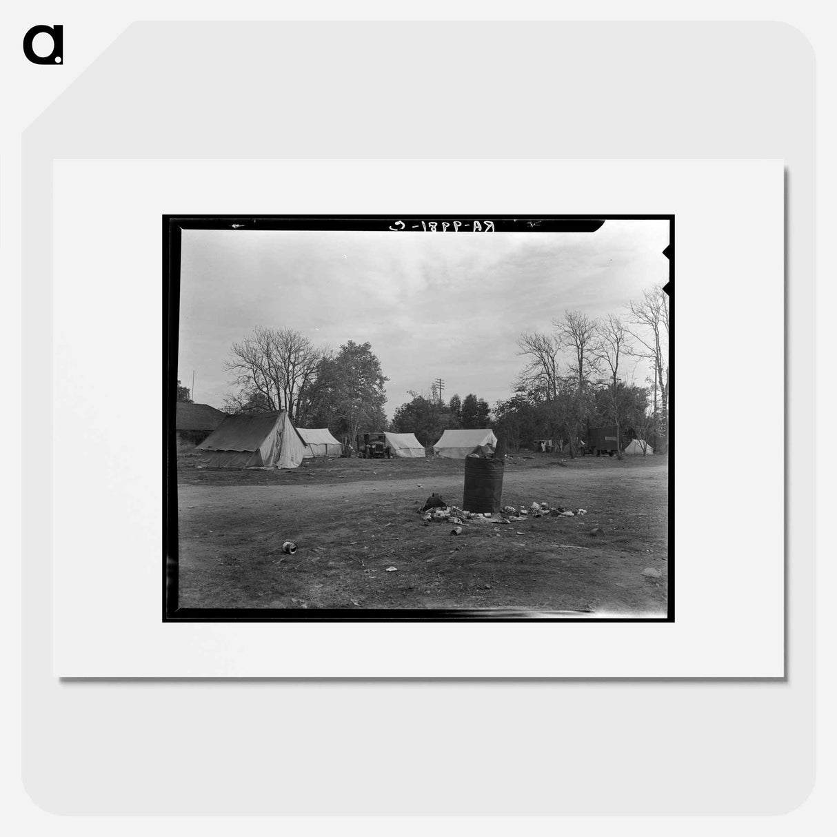 Squatters' camp near Farmersville - Dorothea Lange Poster.