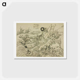 アートポストカード-An Illustrated New Edition of the Water Margin (Shinpen Suikogaden) by Katsushika Hokusai - 葛飾 北斎 Postcard.