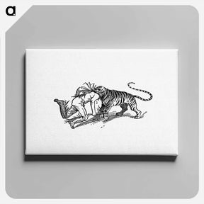 アートパネル-Indian Tiger Attacking a Man
 - 大英図書館 Canvas.