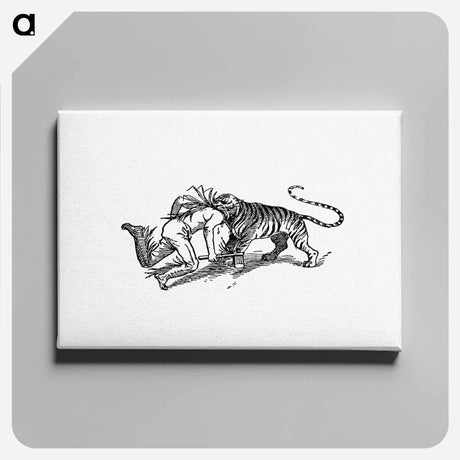 アートパネル-Indian Tiger Attacking a Man
 - 大英図書館 Canvas.