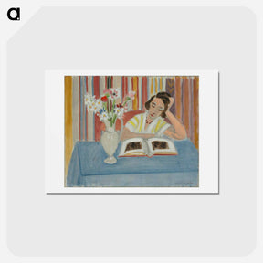 アートポストカード-Girl Reading, Vase of Flowers - アンリ マティス Postcard.