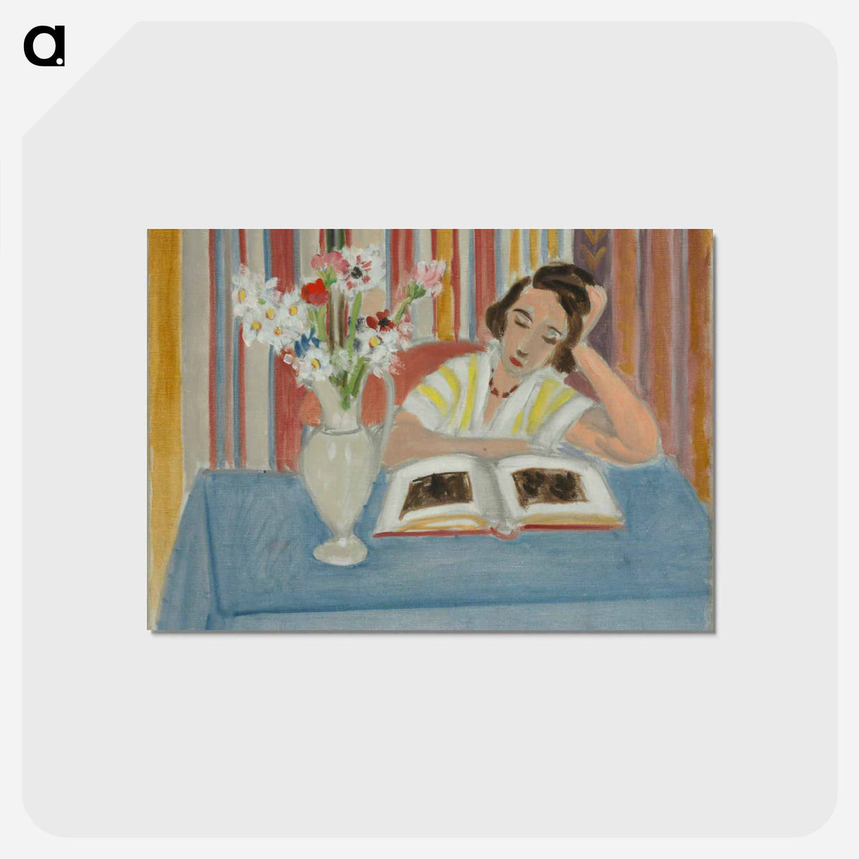 Girl Reading, Vase of Flowers - アンリ マティス Postcard.