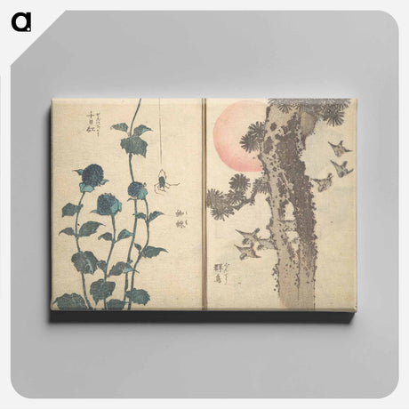 アートパネル-Picture Book with Mixed Verses on Jōruri (Puppet Theater) - 葛飾 北斎 Canvas.