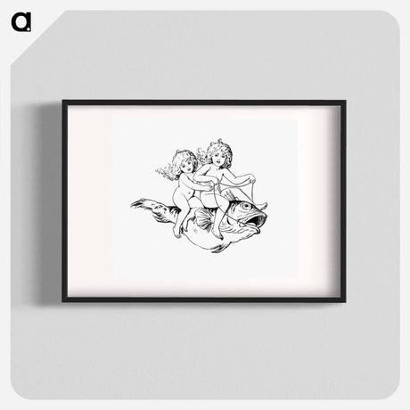 アートポスター-Babies Riding on a Fish
 - 大英図書館 Poster.