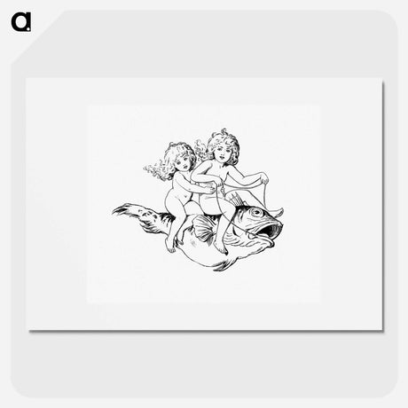 アートポスター-Babies Riding on a Fish
 - 大英図書館 Poster.