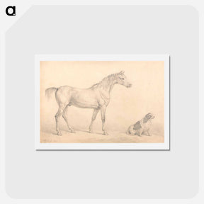 アートポストカード-Portraits of a Gray Horse and a Black and White Spaniel
 - イェール大学アートギャラリー Postcard.