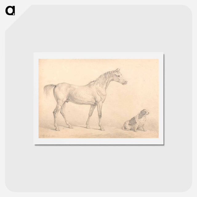 アートポストカード-Portraits of a Gray Horse and a Black and White Spaniel
 - イェール大学アートギャラリー Postcard.