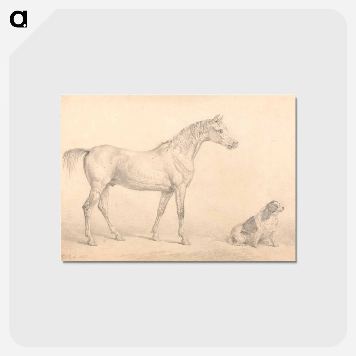 アートポストカード-Portraits of a Gray Horse and a Black and White Spaniel
 - イェール大学アートギャラリー Postcard.