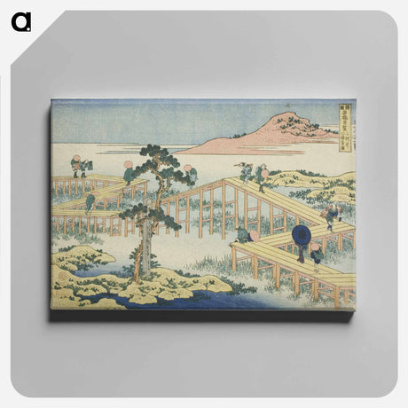 アートパネル-Hokusai's Hokusai An Ancient Picture of the Eight Part Bridge in Mikawa Province - 葛飾 北斎 Canvas.