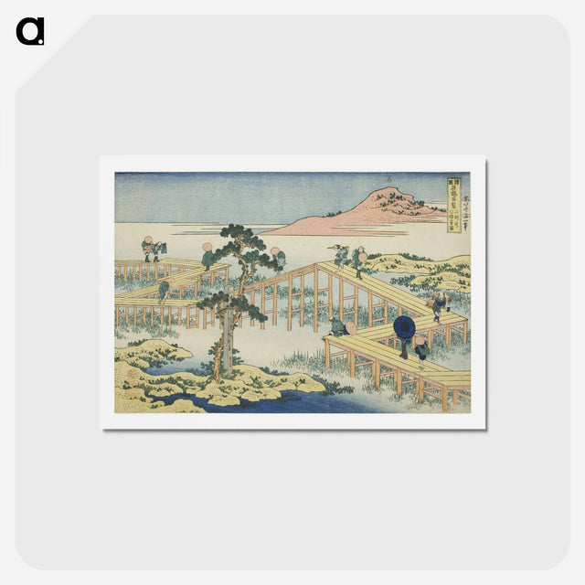 アートポストカード-Hokusai's Hokusai An Ancient Picture of the Eight Part Bridge in Mikawa Province - 葛飾 北斎 Postcard.