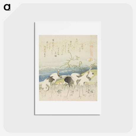 アートポストカード-Hokusai's Herd Of Cranes - 葛飾 北斎 Postcard.