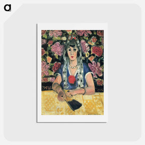 アートポストカード-Spanish woman: Harmony in Blue - アンリ マティス Postcard.